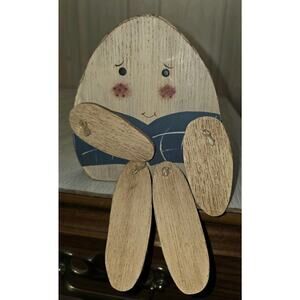 Vintage Handmade Wood Humpty Dumpty Shelf Sitter Articulated 6" Folk Art Decor